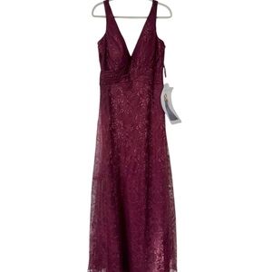 NWT MoriLee Burgundy Bordeaux Lace Bridesmaid Gown 21637   size 16